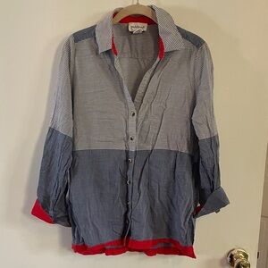 Peck & Peck Red and Navy 100% cotton Striped Top